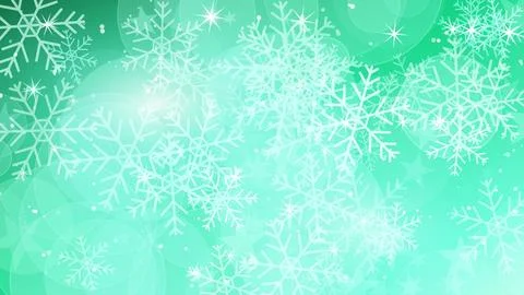 Snowflake Bokeh with Smooth emerald Gradient Flow Backdrop. Stock Illustration