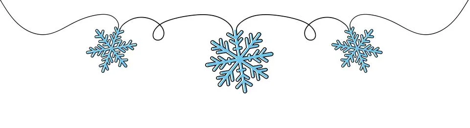 Snowflake Border Continuous Single Line Drawing, Snowflake Border Single Li.. Stock Illustration