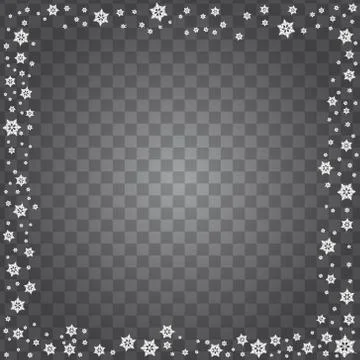 Snowflake border vector isolated on transparent background. Stock Illustration