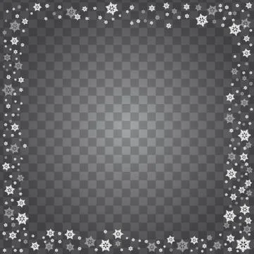 Snowflake border vector isolated on transparent background. Illustrazione stock