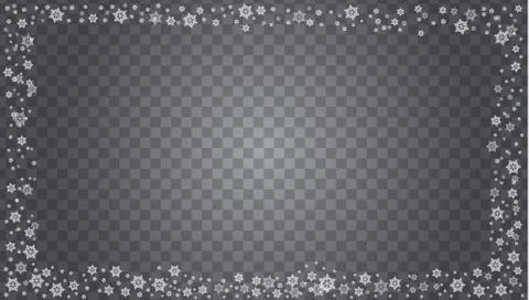 Snowflake border vector isolated on transparent background. Stock Illustration
