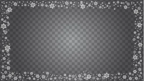 Snowflake border vector isolated on transparent background. Stock Illustration
