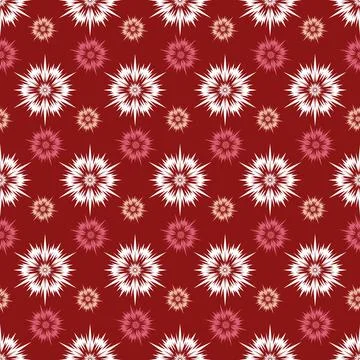 Snowflake, christmas decoration seamless pattern, cute vector pattern on red Stock Illustration