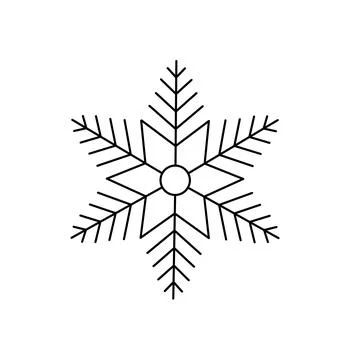 Snowflake Christmas simple doodle linear hand drawn vector illustration, winter Stock Illustration