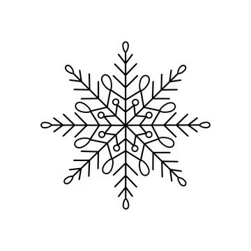 Snowflake Christmas simple doodle linear hand drawn vector illustration, winter Stock Illustration
