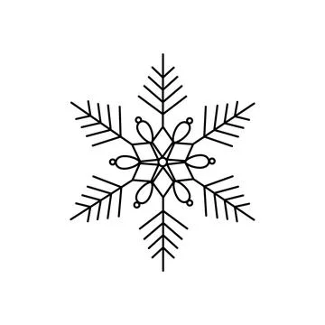 Snowflake Christmas simple doodle linear hand drawn vector illustration, winter Stock Illustration