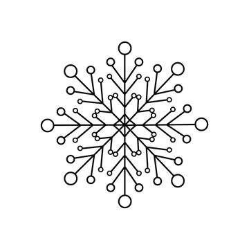 Snowflake Christmas simple doodle linear hand drawn vector illustration, wint Stock Illustration