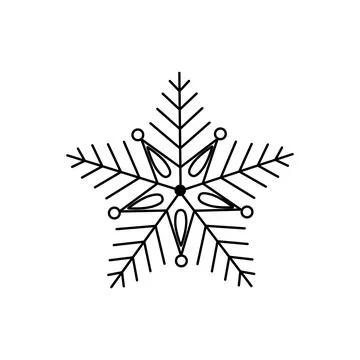 Snowflake Christmas simple doodle linear hand drawn vector illustration, wint Stock Illustration