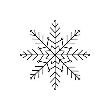 Snowflake Christmas simple doodle linear hand drawn vector illustration, wint Stock Illustration