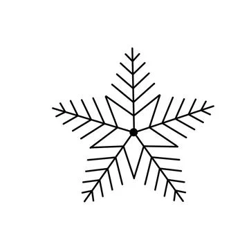 Snowflake Christmas simple doodle linear hand drawn vector illustration, wint Stock Illustration