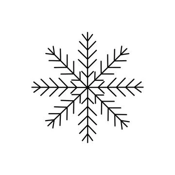 Snowflake Christmas simple doodle linear hand drawn vector illustration, wint Stock Illustration