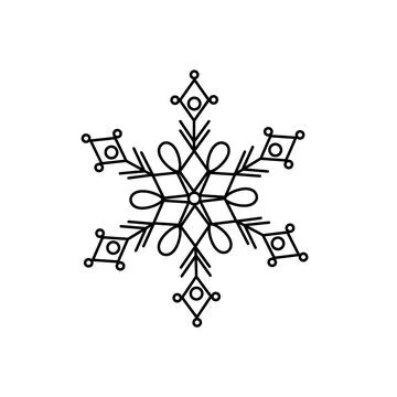 Snowflake Christmas simple doodle linear hand drawn vector illustration, winter Stock Illustration