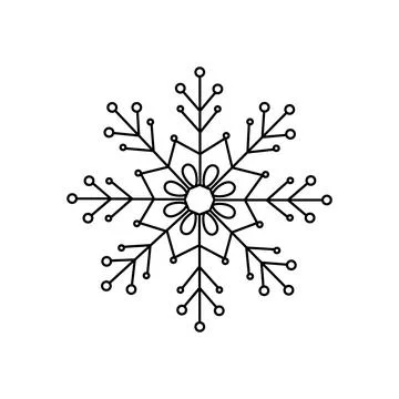 Snowflake Christmas simple doodle linear hand drawn vector illustration, winter Stock Illustration