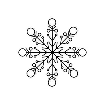 Snowflake Christmas simple doodle linear hand drawn vector illustration, wint Stock Illustration