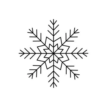Snowflake Christmas simple doodle linear hand drawn vector illustration, wint Stock Illustration