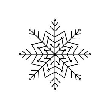 Snowflake Christmas simple doodle linear hand drawn vector illustration, wint Stock Illustration