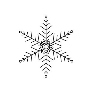 Snowflake Christmas simple doodle linear hand drawn vector illustration, wint Stock Illustration