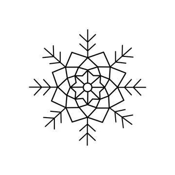 Snowflake Christmas simple doodle linear hand drawn vector illustration, winter Illustrazione stock