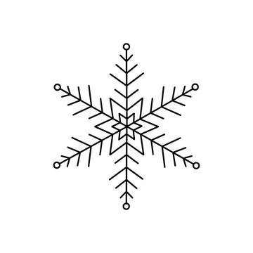 Snowflake Christmas simple doodle linear hand drawn vector illustration, winter Stock Illustration