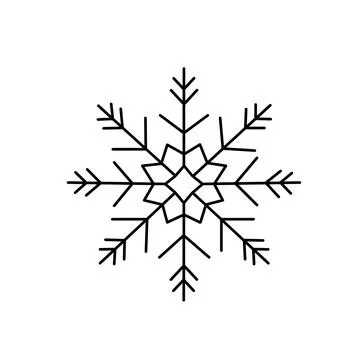 Snowflake Christmas simple doodle linear hand drawn vector illustration, winter Stock Illustration