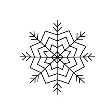 Snowflake Christmas simple doodle linear hand drawn vector illustration, winter Illustrazione stock