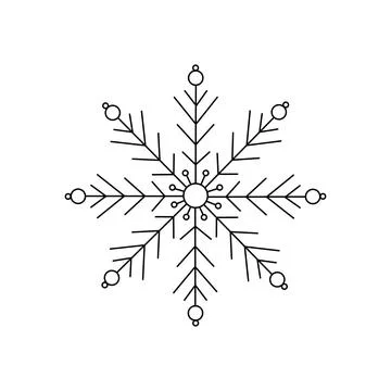Snowflake Christmas simple doodle linear hand drawn vector illustration, winter Stock Illustration