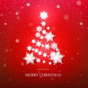 Snowflake Christmas Tree Design. Paper snowflakes made New Year Tree silhouet Stock Illustration