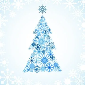 Snowflake Christmas Tree Stock Illustration