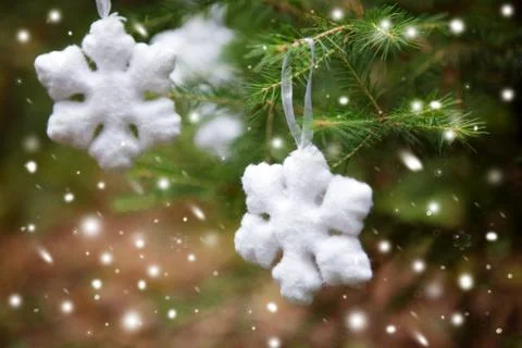Snowflake on a Christmas tree Stock Photos