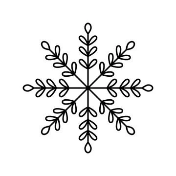 Snowflake Christmas vector icon. Black snow line isolated on white background Stock Illustration