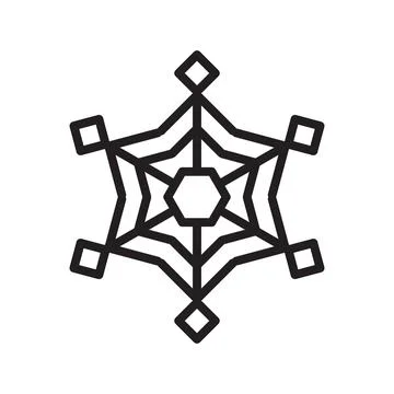 Snowflake Christmas vector icon. Black snow line isolated on white background Stock Illustration
