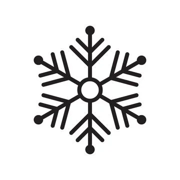 Snowflake Christmas vector icon. Black snow line isolated on white background Stock Illustration