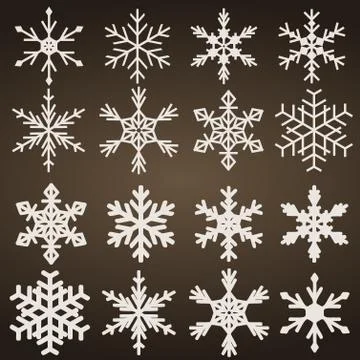 Snowflake Christmas vector set - isolated snow symbols. Design elements. 스톡 일러스트