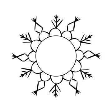 Snowflake circle frame. Winter snowflake round border. Vector Design elements Stock Illustration