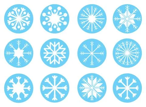 Snowflake Circle Icon Set Stock Illustration