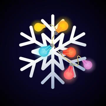 Snowflake colored lights Stock Illustration