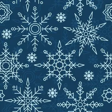 Snowflake Cool Winter Snow Seamless Pattern Background Stock Illustration