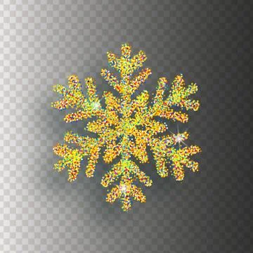 Snowflake covered bright multicolored glitter on transparent background Stock-Illustration