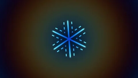 Snowflake design with glowing lines on dark background Video stock 338288716