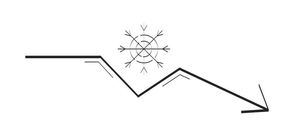 Snowflake with downward trend doodle linear object Stock Illustration