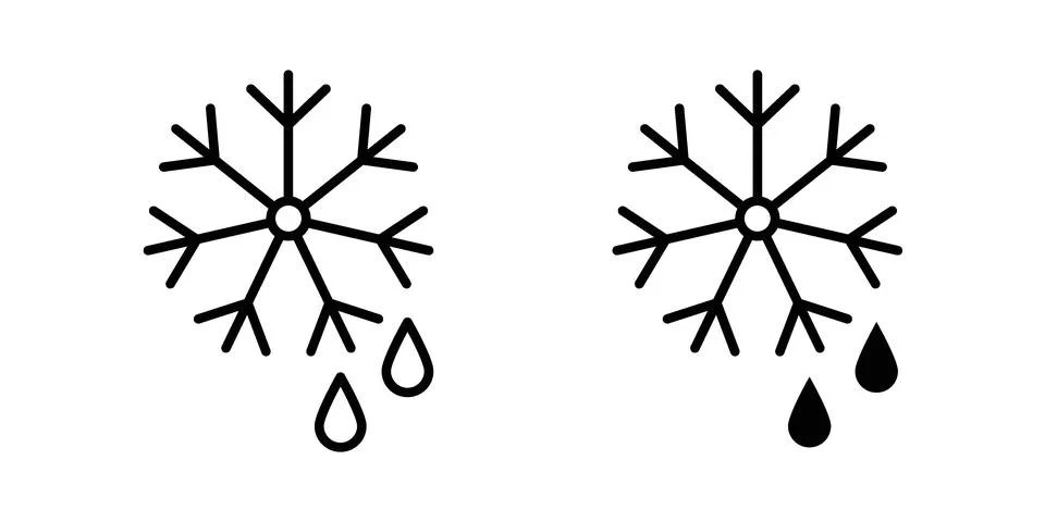 Snowflake droplets icon silhouette vector set. thin line pack Stock Illustration