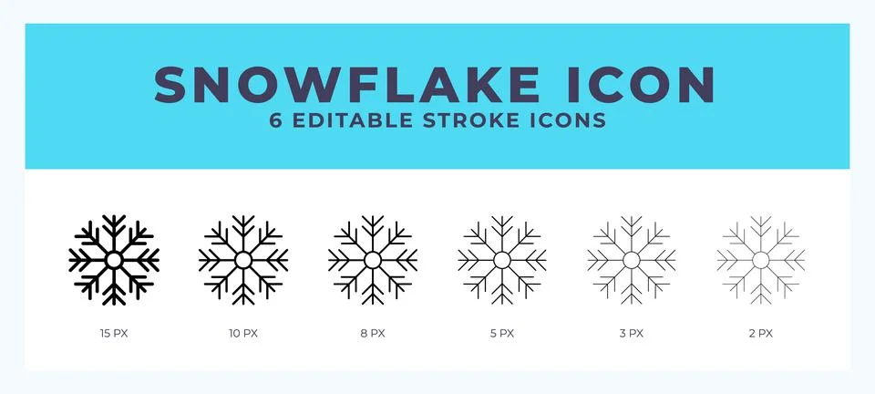 Snowflake editable line icon. Vector illustration with different stroke. Stock Illustration