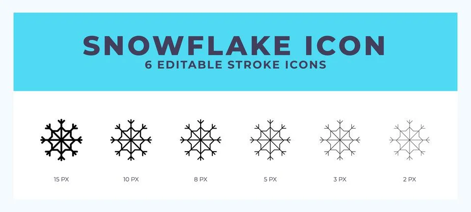 Snowflake editable line icon. Vector illustration with different stroke. Stock Illustration