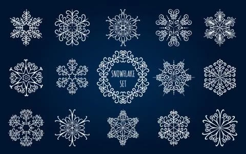 Snowflake Emblem Set Stock Illustration