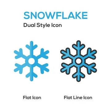 Snowflake Flat Icon And Flat Line Icon Stock-Illustration
