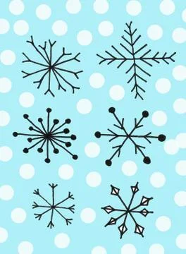 Snowflake flat icon set. Hand drawn style design illustrations. Winter, holid Stock Illustration