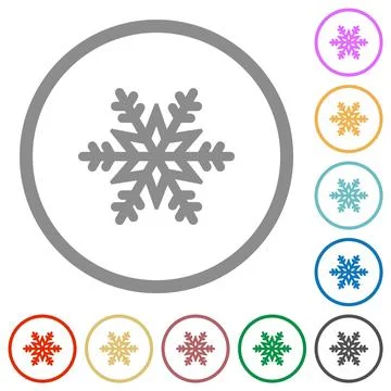 Snowflake flat icons with outlines Stock Illustration