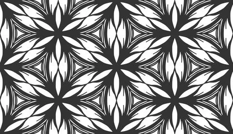Snowflake flower black seamless pattern ice tile Stock Illustration