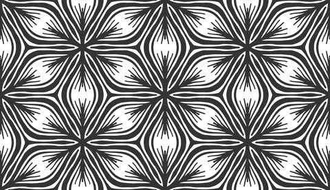 Snowflake flower black seamless pattern ice tile Stock Illustration