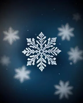 Snowflake frame, blue background bokeh sparkle snow falling, copy space Stock Illustration